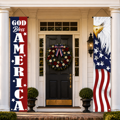 Patriotic Eagle Porch Banner Set, Two Vertical Banners, view 7