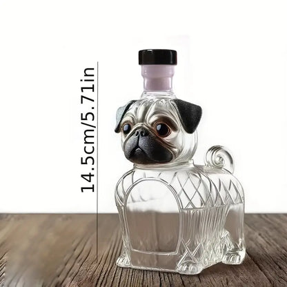 Pug Dog Glass Decanter for Whiskey and Wine, view 2