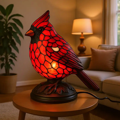 Stained Glass Cardinal Accent Lamp