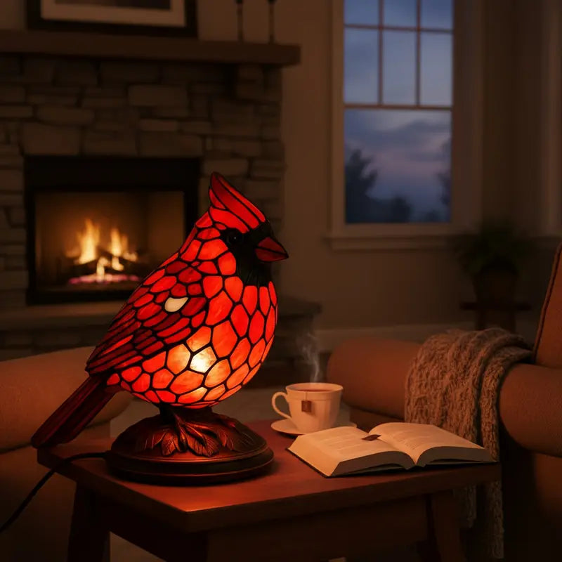 Stained Glass Cardinal Accent Lamp, view 6