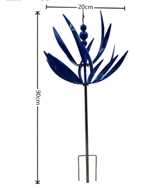 Blue Lotus Metal Wind Spinner for the Garden, view 7