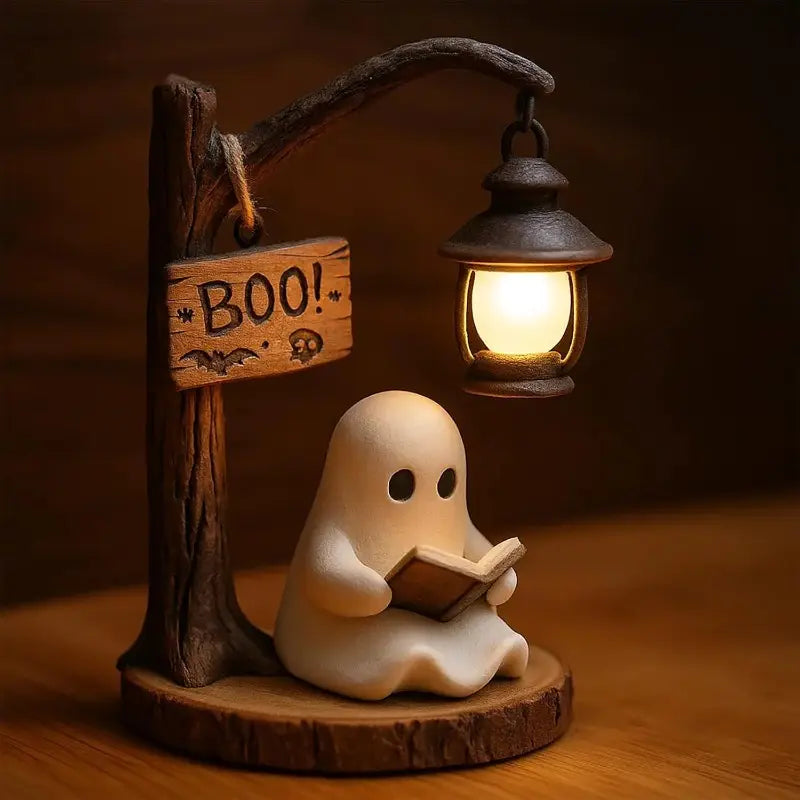 Reading Ghost Night Light with Lantern, Resin, USB