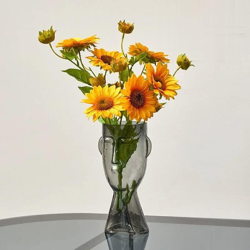 Handblown Glass Face Vase, Small 9.3 in or Large 12.5 in, view 12