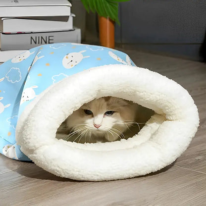 Plush Cat Sleeping Pouch Bed for Small Pets, view 6