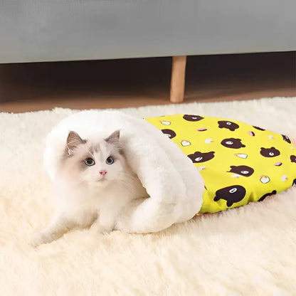 Plush Cat Sleeping Pouch Bed for Small Pets, view 7