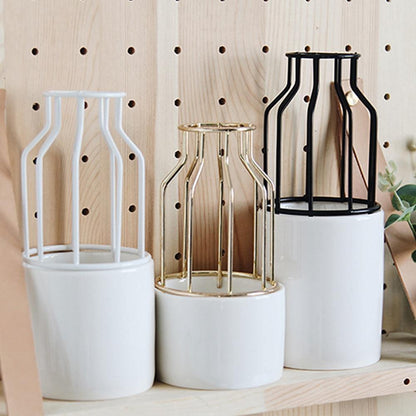 Slim Iron and Ceramic Bud Vase in Three Sizes, view 15