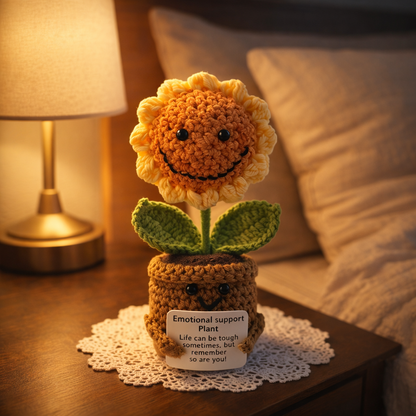 Handmade Crochet Sunflower Emotional Support Plant, view 3