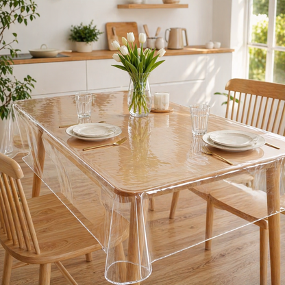 Clear Vinyl Tablecloth Protector for Rectangular Tables, view 2