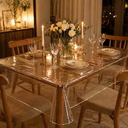 Clear Vinyl Tablecloth Protector for Rectangular Tables, view 3