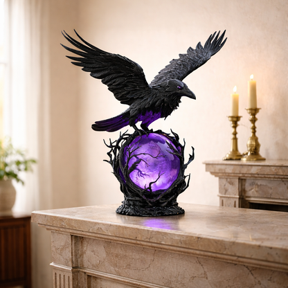 Gothic Raven Orb Accent Lamp in Black Resin, view 13
