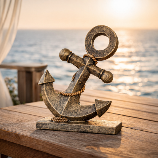 Nautical Anchor Ornament in Resin, Stone Finish, view 2