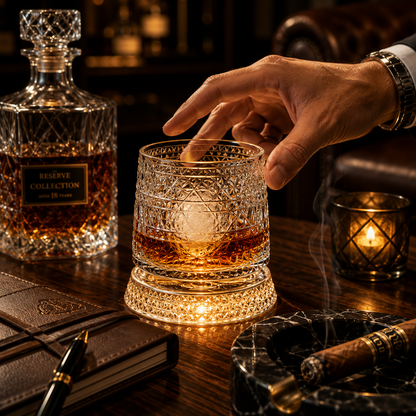 Cut Crystal Whiskey Glass on a Spinning Base, view 5