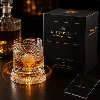 Cut Crystal Whiskey Glass on a Spinning Base, view 2