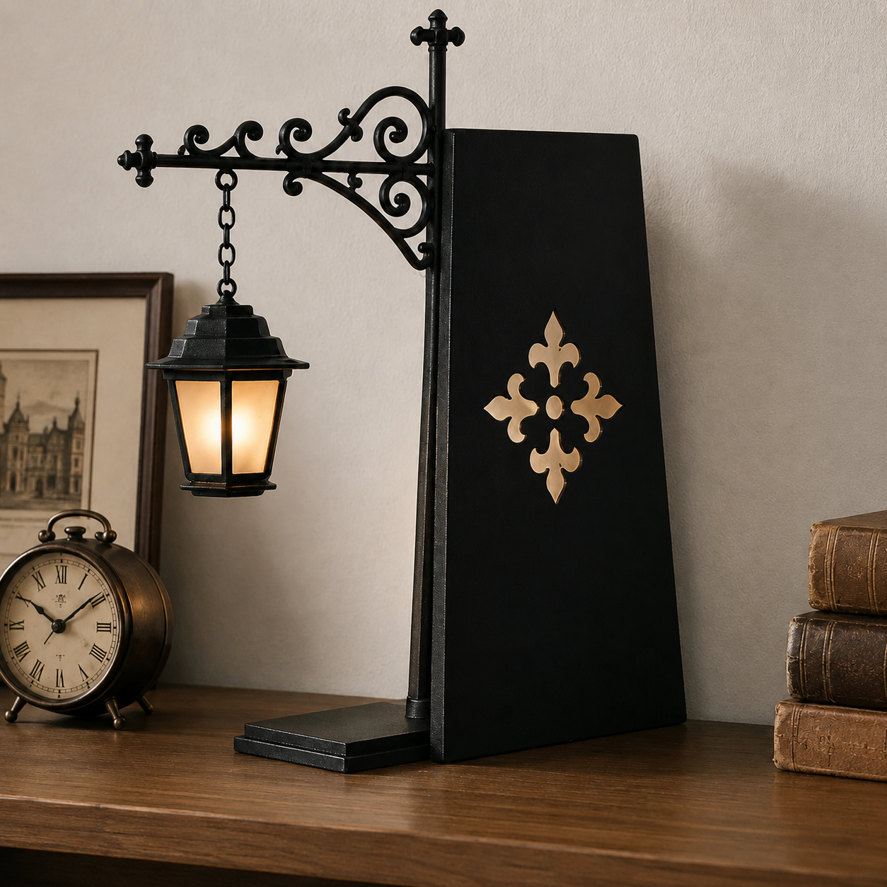 Vintage Bookshelf Lantern Lamp with Warm LED, view 3