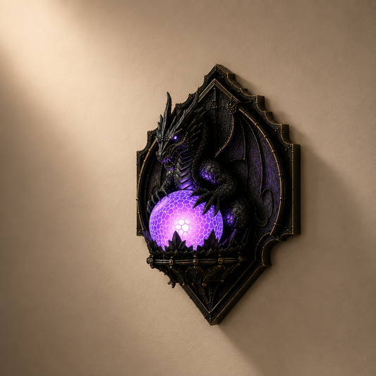 Cordless Dragon Wall Plaque Lamp with Lit Orb, view 2