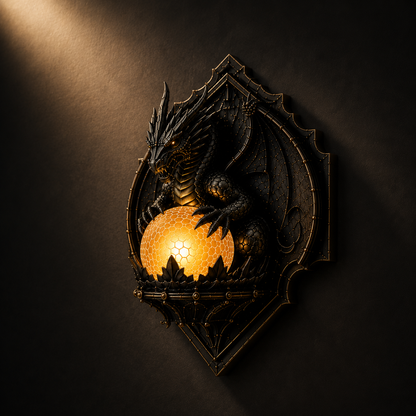 Cordless Dragon Wall Plaque Lamp with Lit Orb, view 9