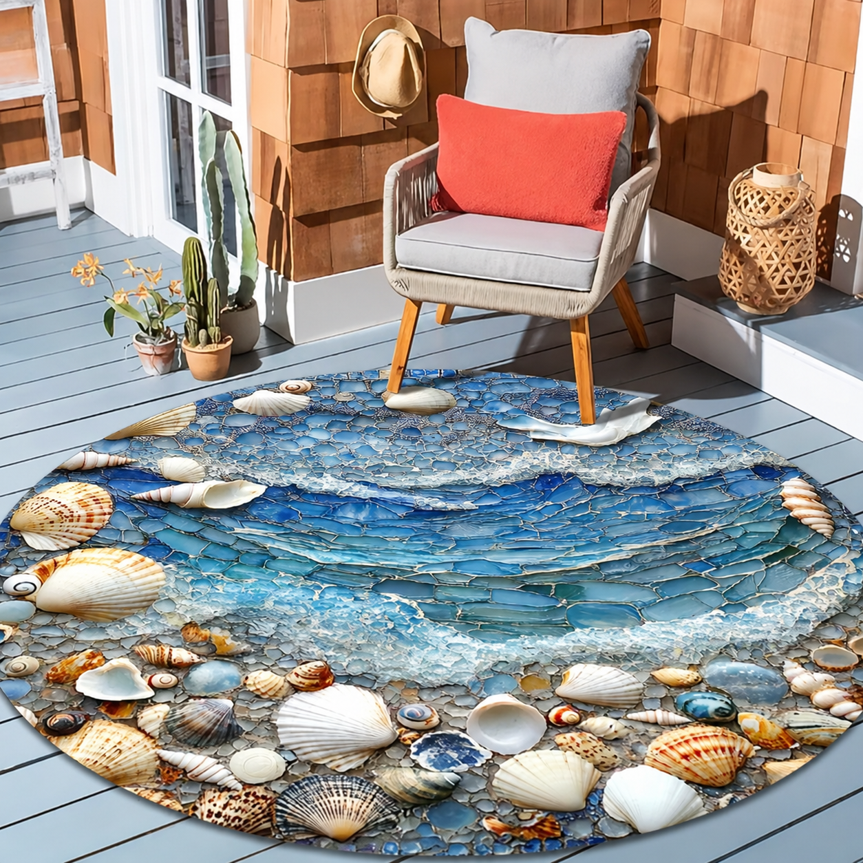 Round Pebble Print Mat for Indoors or Outdoors