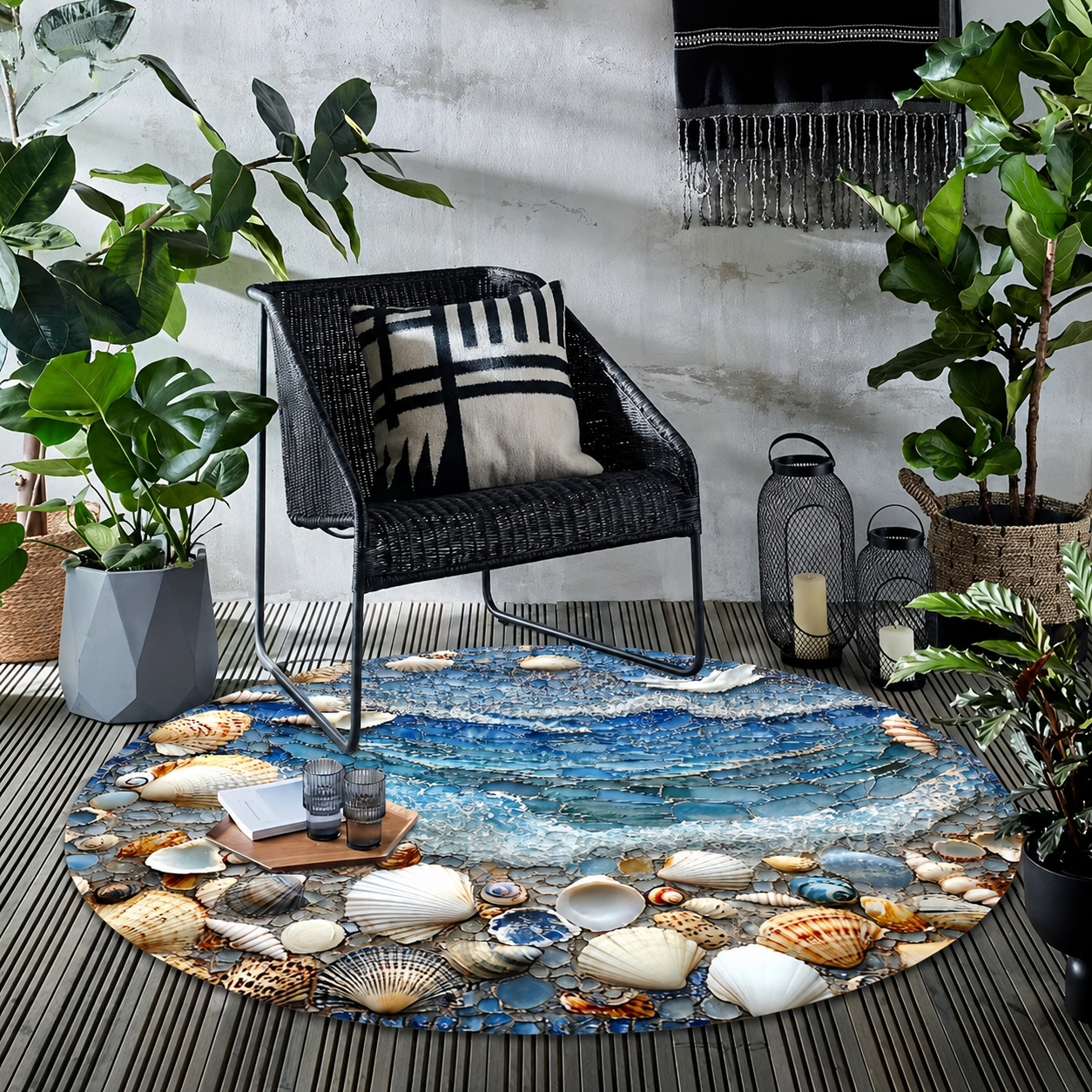 Round Pebble Print Mat for Indoors or Outdoors, view 2