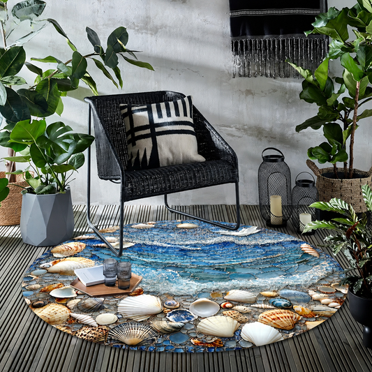 Round Pebble Print Mat for Indoors or Outdoors, view 2