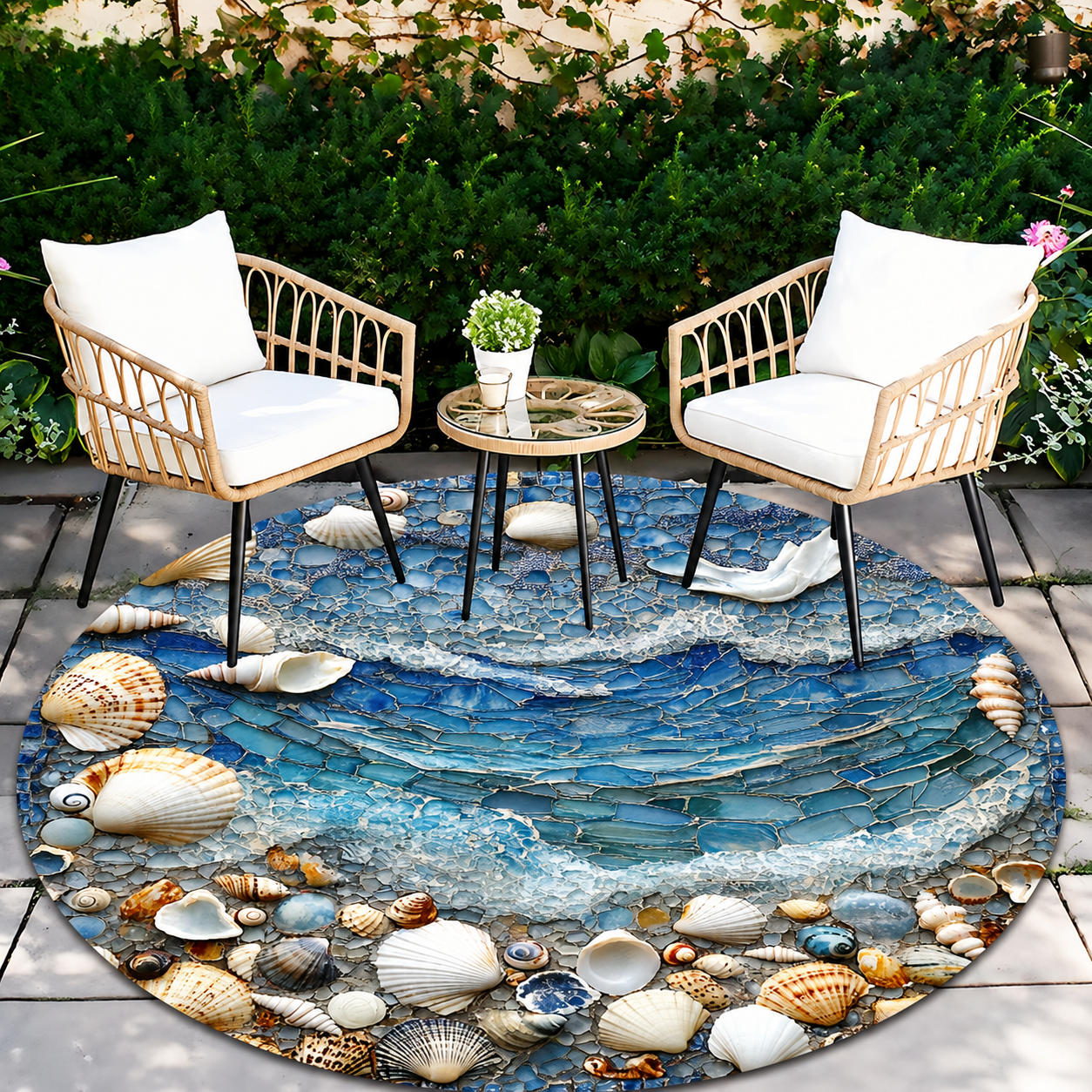 Round Pebble Print Mat for Indoors or Outdoors, view 3