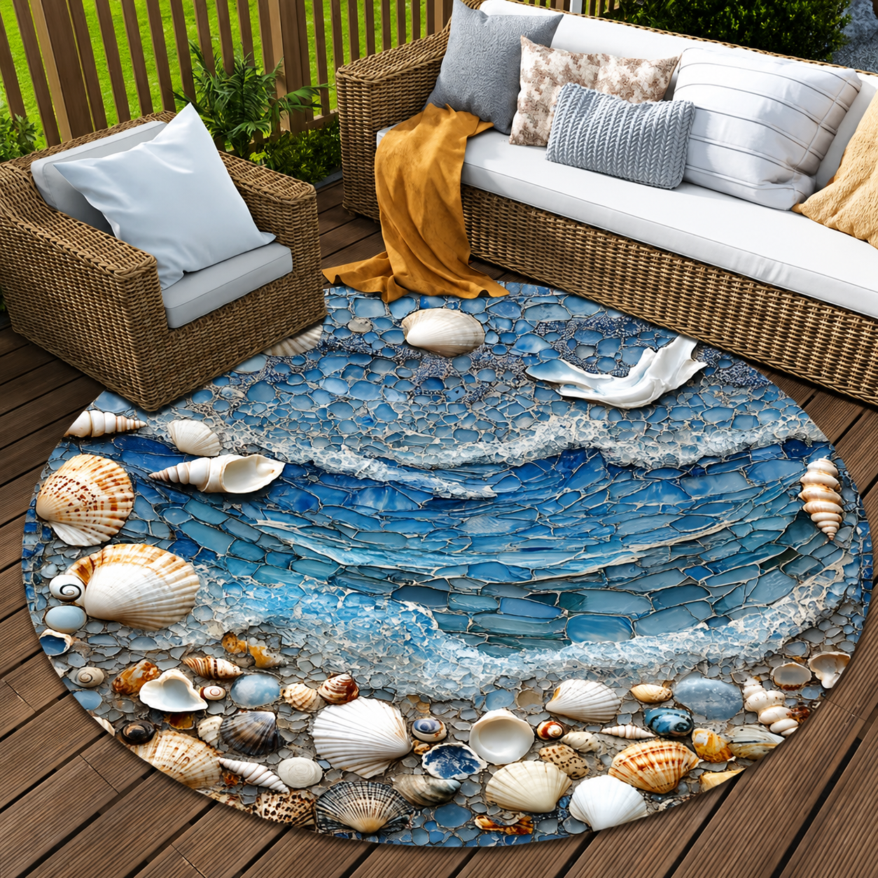 Round Pebble Print Mat for Indoors or Outdoors, view 4
