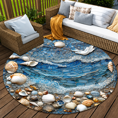 Round Pebble Print Mat for Indoors or Outdoors, view 4