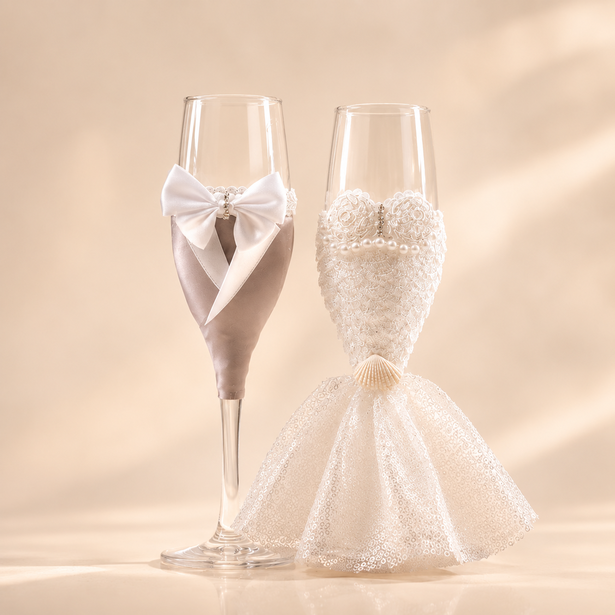 Bride and Groom Champagne Flute Set for Toasts, view 2