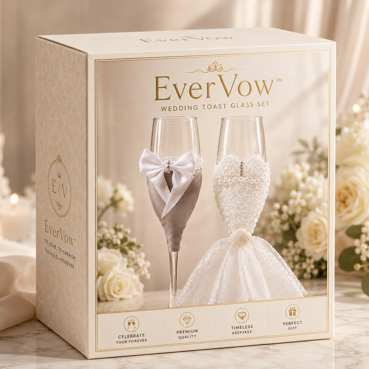 Bride and Groom Champagne Flute Set for Toasts, view 3