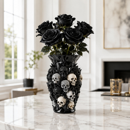 Gothic Skull Vase in Sculpted Resin, view 2
