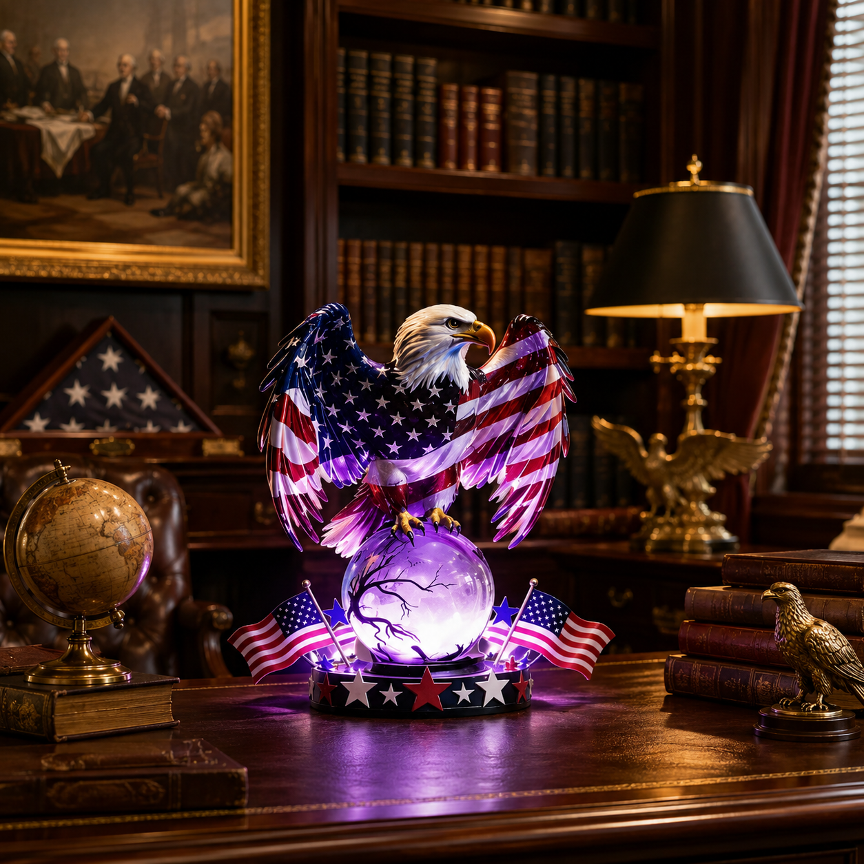 Eagle Lamp with Lit Crystal Orb, USB Powered, view 3