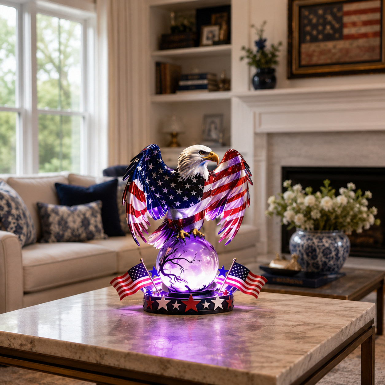 Eagle Lamp with Lit Crystal Orb, USB Powered, view 4