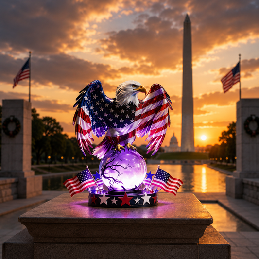 Eagle Lamp with Lit Crystal Orb, USB Powered, view 2