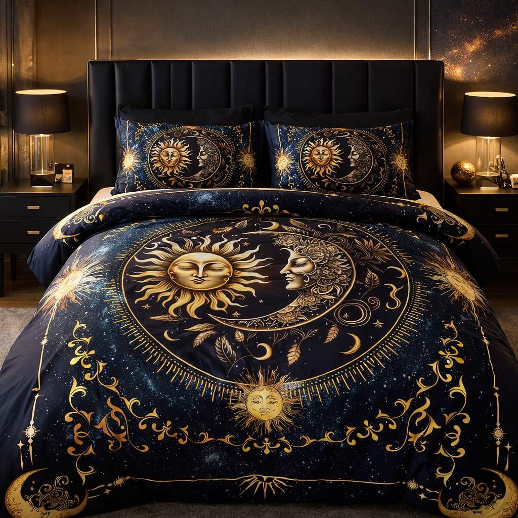 Sun and Moon Celestial Duvet Cover Set, 3 Piece