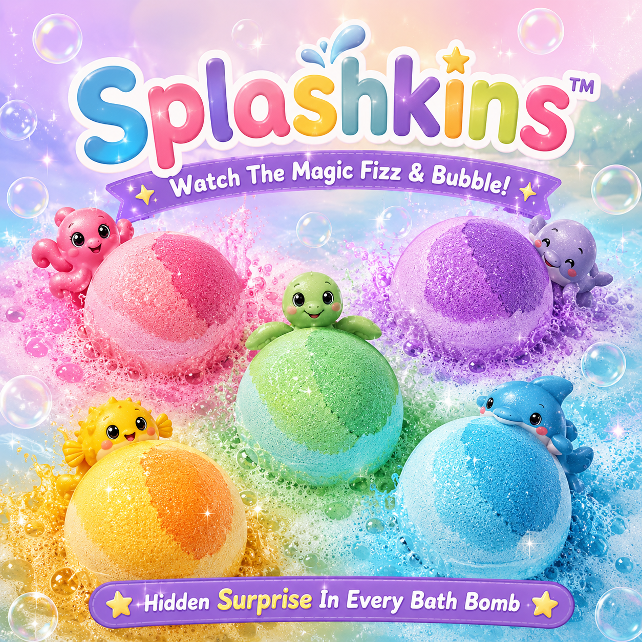 Bath Bomb Set of 20 with a Hidden Animal Toy Inside, view 3