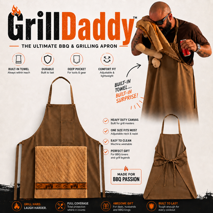 Novelty Canvas BBQ Apron with Built-In Towel, view 2