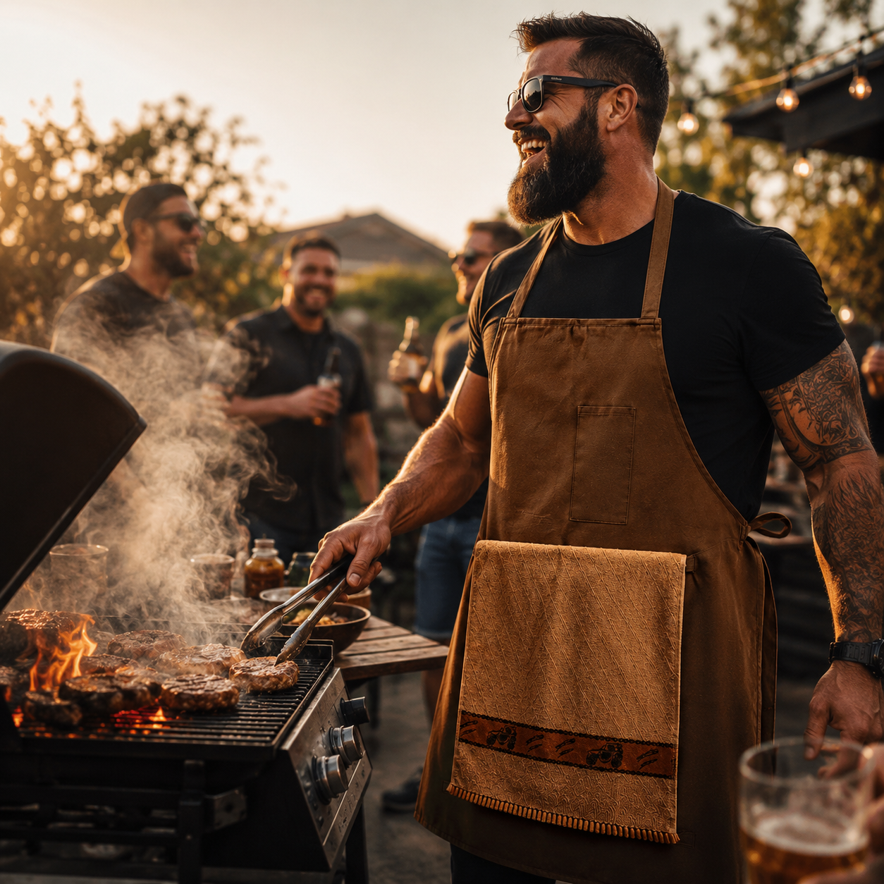Novelty Canvas BBQ Apron with Built-In Towel