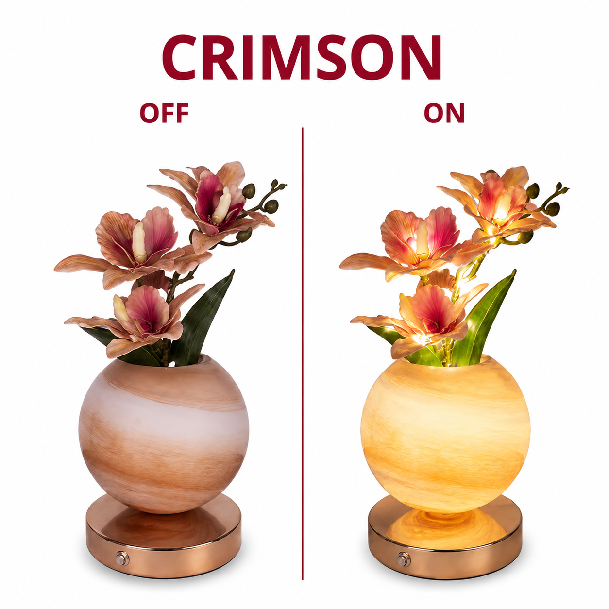 Faux Orchid Table Lamp with Glowing Globe Base, view 4