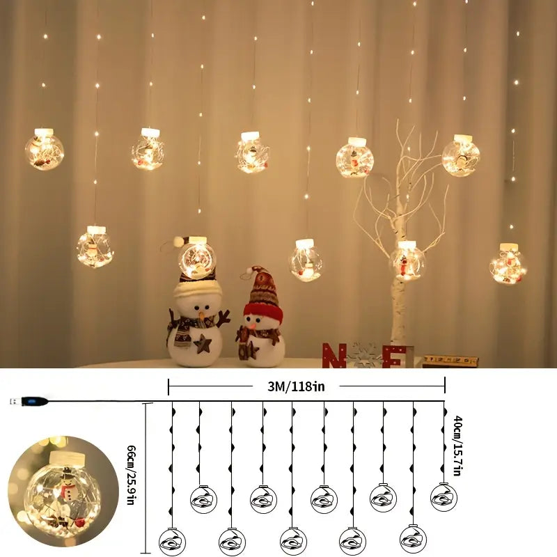 Christmas LED Globe String Lights, 10 Globes, USB, view 12