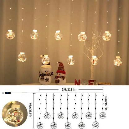 Christmas LED Globe String Lights, 10 Globes, USB, view 12