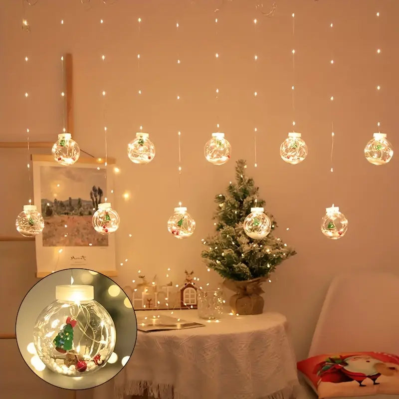 Christmas LED Globe String Lights, 10 Globes, USB, view 10