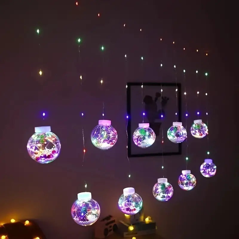 Christmas LED Globe String Lights, 10 Globes, USB, view 9