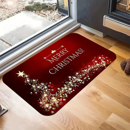 Merry Christmas Doormat, Red with Gold Star Print, view 5