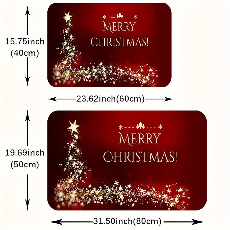 Merry Christmas Doormat, Red with Gold Star Print, view 6