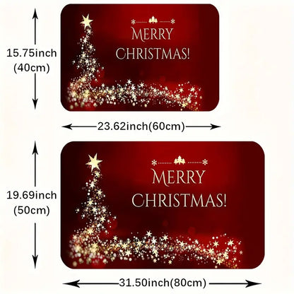 Merry Christmas Doormat, Red with Gold Star Print, view 6