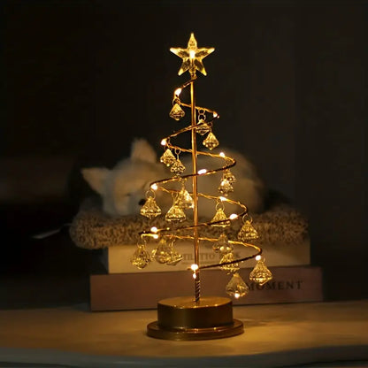 Gold Spiral LED Tree Lamp with Crystal Drops, 13.7 in, view 12