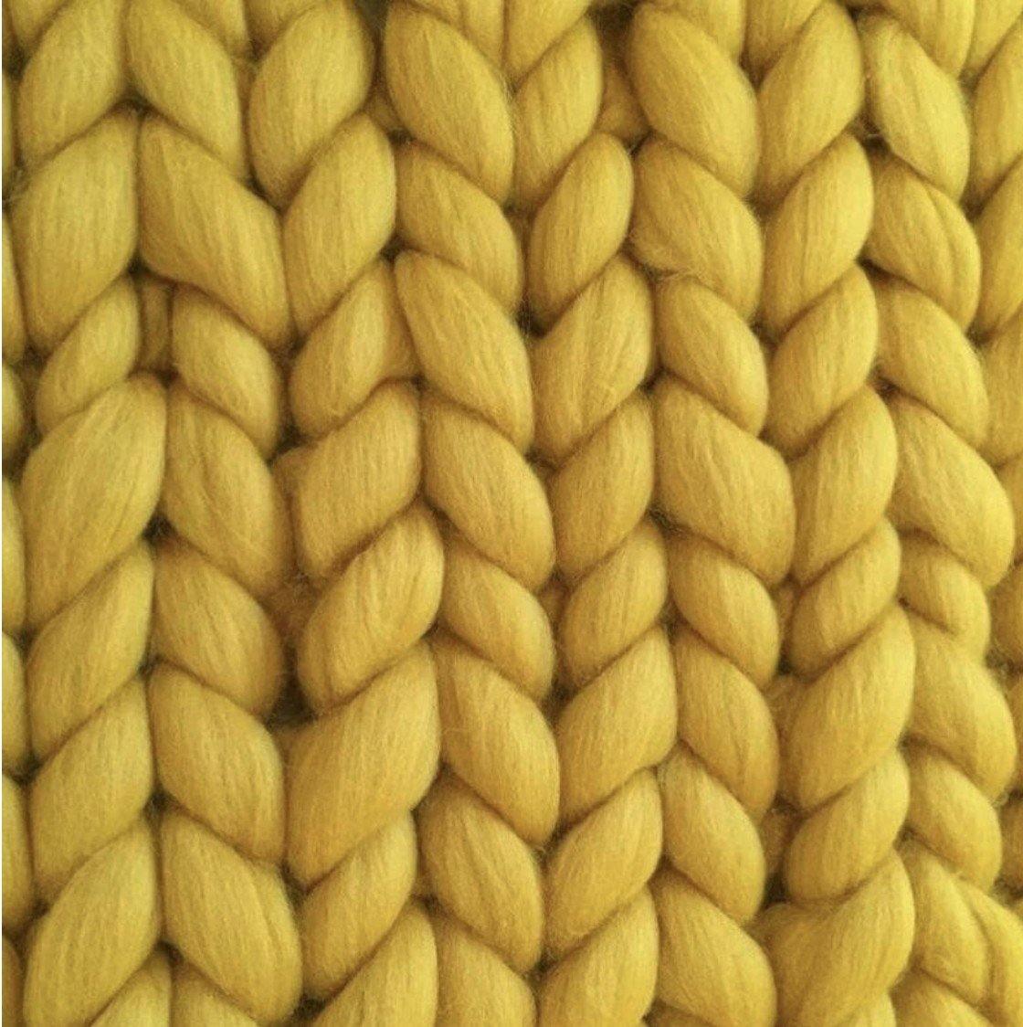 Chunky Knit Throw Blanket in Wool Acrylic Blend, view 9