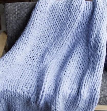 Chunky Knit Throw Blanket in Wool Acrylic Blend, view 8