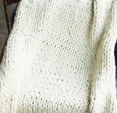 Chunky Knit Throw Blanket in Wool Acrylic Blend, view 10