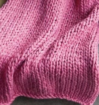Chunky Knit Throw Blanket in Wool Acrylic Blend, view 12