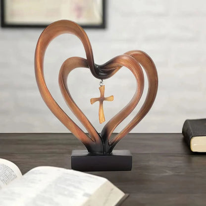 Entwined Heart and Cross Sculpture for a Wedding Gift, view 17
